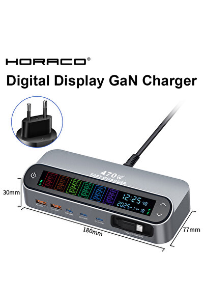 choice2 شاحن سريع GaN بقوة 470 واط مع قابس أوروبي، 140 واط PD3.1 PPS USB Type...