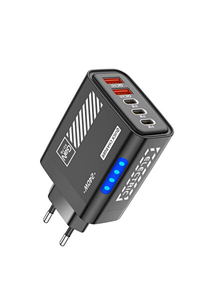 Choice شاحن USB C أسود بخمسة منافذ من نوع GaN بقوة 240 واط، شاحن سريع PD، محو...