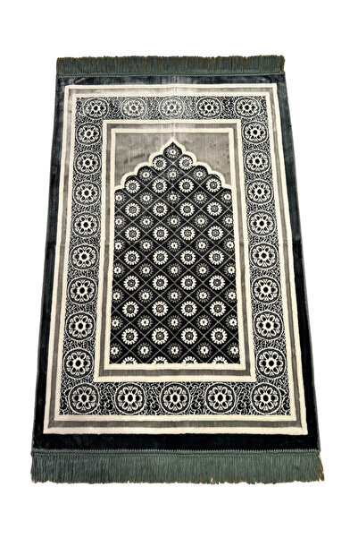 Keremzade Zarif Renk Serisi - Gri Makine Dokuma Kadife Seccade Namazlık 70x11...
