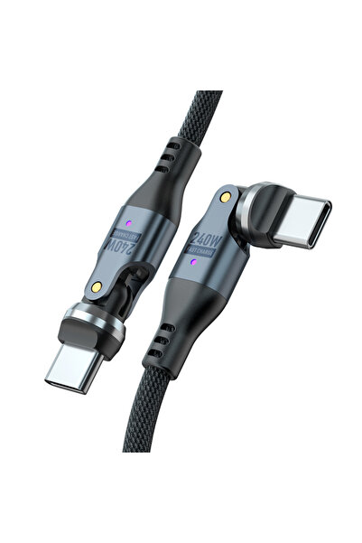 Choice كابل أسود بطول 1 متر، 240 واط، PD3.1 540 °   كابل USB-C إلى Type-C دوا...
