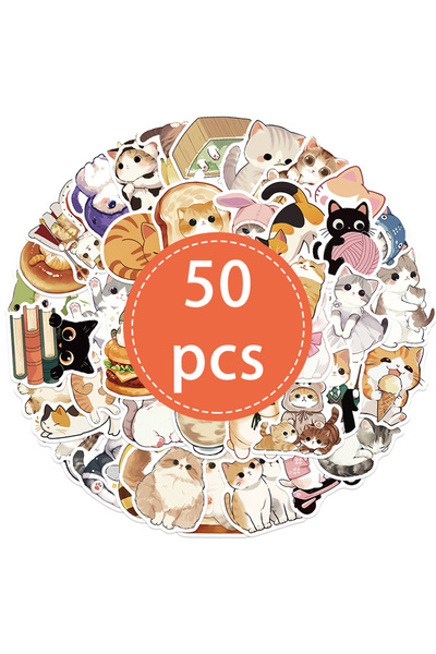 Choice 50 قطعة - TZ-317 مجموعة ملصقات كرتونية للقطط، 50 قطعة ملصقات فينيل مقا...