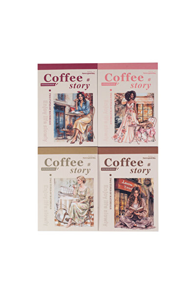 Choice1 1pack Random Design 1pack/2pack 4 Styles Coffee Themed Sticker Books ...