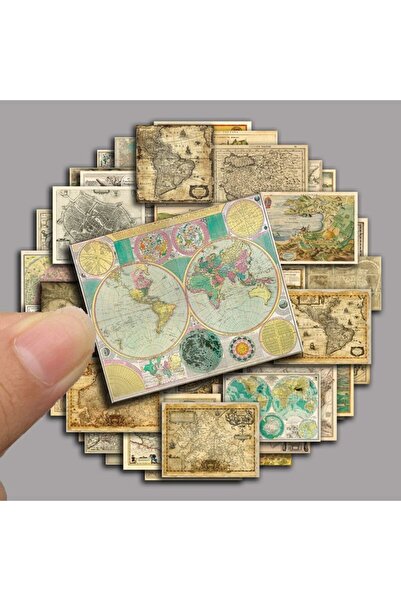Choice 55PCS 55PCS Large-Sheet Nautical Map Journal Stickers - Vintage Nostal...