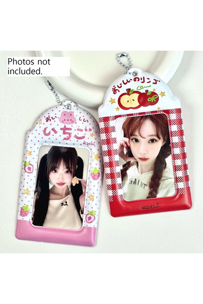 Choice 2pcs 2pcs Strawberry Print PVC Photocard Holder Double Side Display Pe...