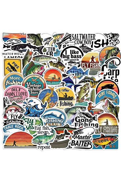 Choice 50PCS 50/100PCS Cartoon Fishing Graffiti Stickers Decorative Guitar No...