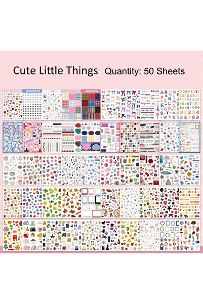 Choice1 Cute Little Things 50 Sheets Retro Cartoon Sticker Book Paper Aesthet...