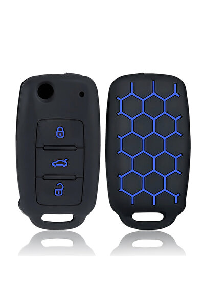 Choice1 Blue Line Silicone Case Key Cover Remote For Skoda Fabia Octavia A5 F...