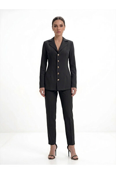 SUPER FASHION CLUB Women's Waist-Fitted Buttoned Jacket