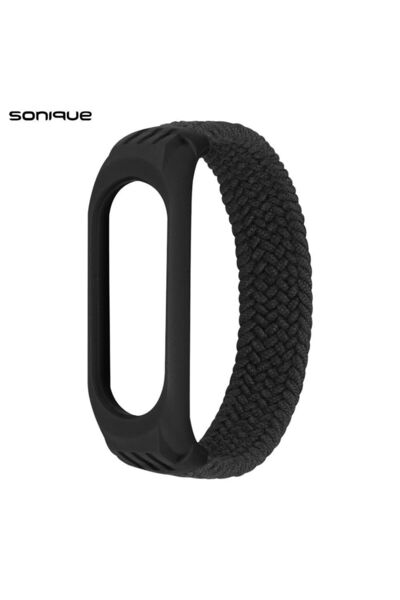 Sonique Λουράκι Braided για Xiaomi Mi Band 3/4/5/6 Μαύρο