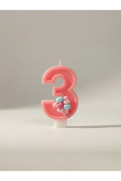 Miki & Miki Pembe Simli Pasta Mumu Doğum günü mum 3 yaş Balon Konsept