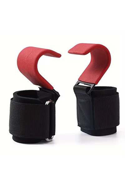 Choice zhuligou-red 2PCS Weight Lifting Hooks with Neoprene Wrist Support, Ad...