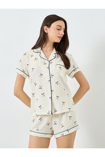 Take Two By Styli All-Over Print Short Sleeve Shirt and Shorts Pyjama Set