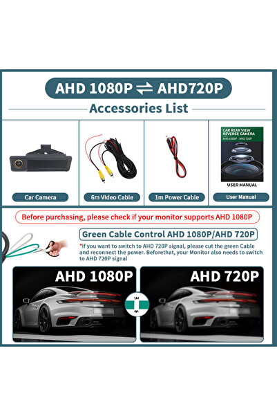 Choice1 12 فولت AHD 1080P-AHD 720P AHD 1080P 170 °   كاميرا خلفية للرؤية الخل...