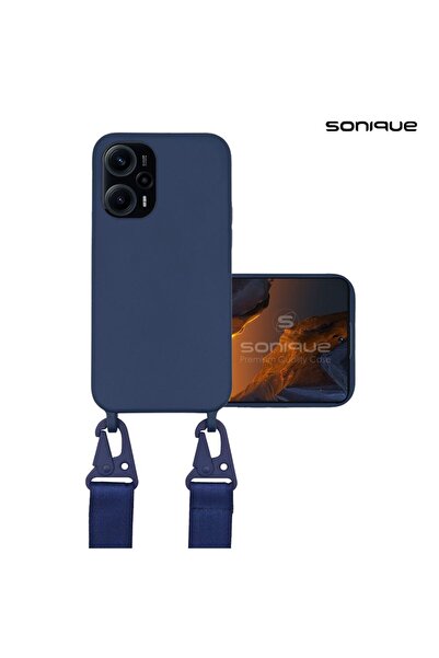 Sonique Θήκη Σιλικόνης με Strap CarryHang Xiaomi Poco F5 5G Μπλε Σκούρο