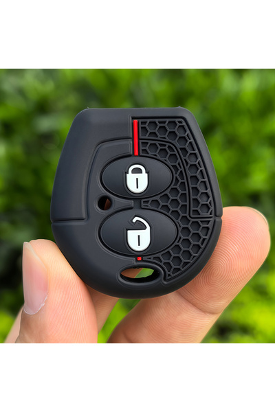 Choice1 Black With Red Line Silicone Car Key Case Cover With Keychain For Sko...