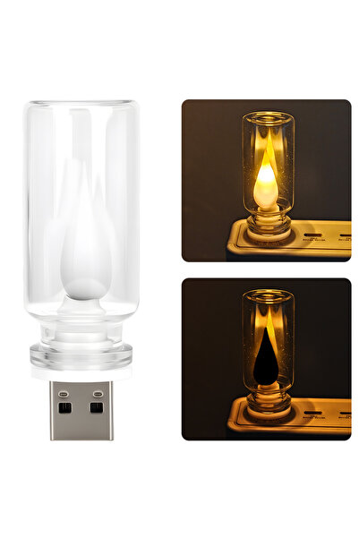 choice2 Yellow Candle x1 1x Car USB LED Rainbow Color 5V Retro LED Bulbs RGB ...