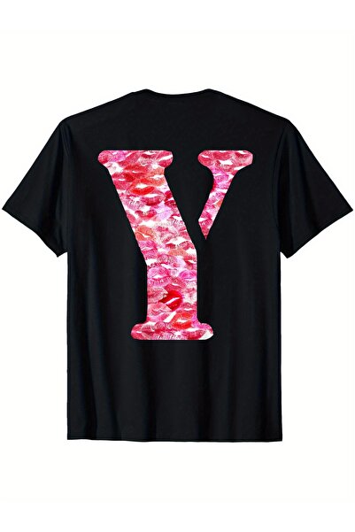 yiou trendy clothing تي شيرت من القطن النقي عالي الجودة - أسود مع نمط طباعة ش...