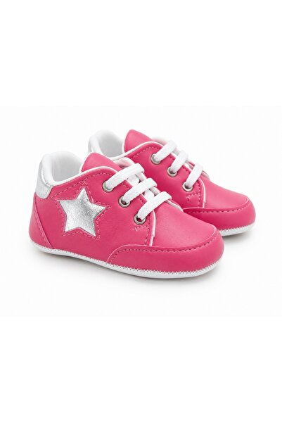 Pure Boutique Casual bright pink baby shoes with laces and comfortable star a...