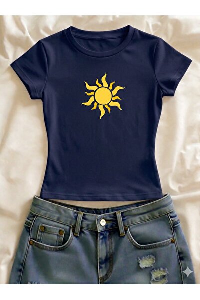 Vordevia Tricou crop cu mânecă scurtă, cu decolteu tip crew, din Lycra cu imp...