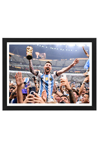 Boomah Accessories Lionel Messi Argentina Champion Autographed Poster with Fr...