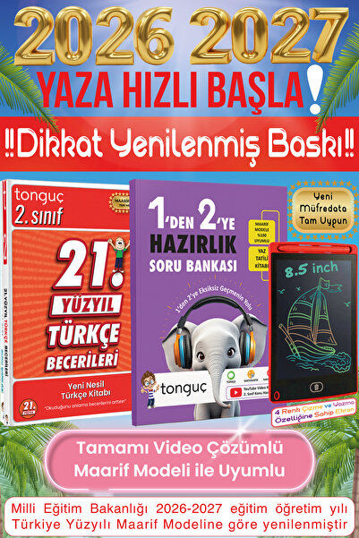 Tonguç Yayınları 1'den 2'ye Hazırlık Tüm Dersler Soru Bankası Yaz Tatili Kita...