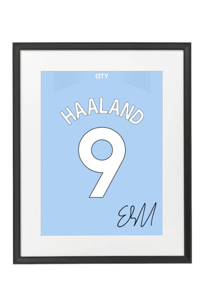 Boomah Accessories Erling Haaland Autographed Jersey 2023-24 Poster with Fram...