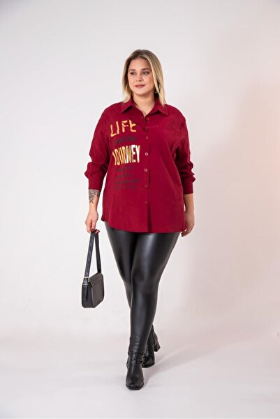 Roxxlen Women's Plus Size Letter Print Shirt