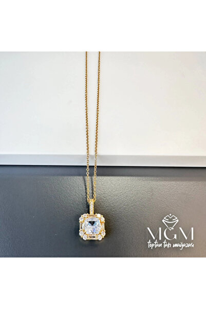 Twin Store Zircon Stone Chain Steel End Brass Necklaces 40 + 5 cm Extension L...