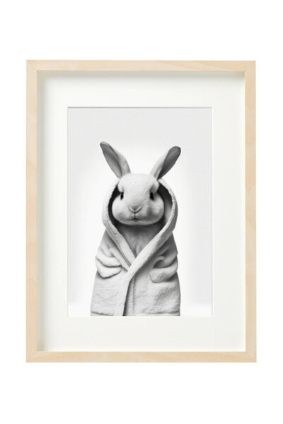 Boomah Accessories Cute Bunny in Bathrope , Bathroom Wall Art, Nursery Poster...