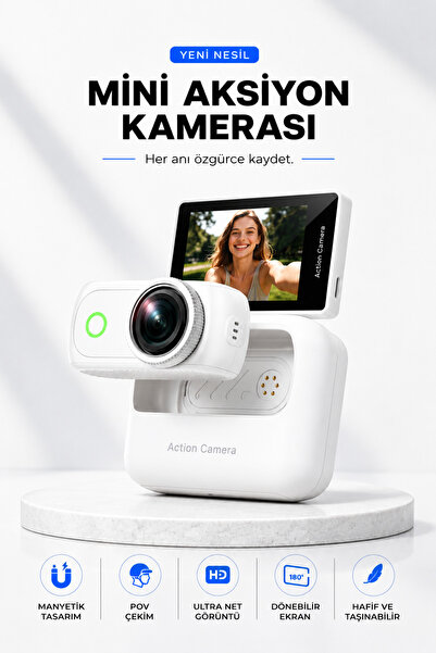 Professional Action Camera with 4K Ultra HD Moving Screen Magnetic Grip Flip Screen Full Apparatus