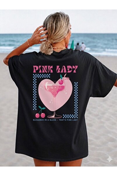LELVANİ Tricou de damă cu imprimeu Pink Lady, cu guler rotund