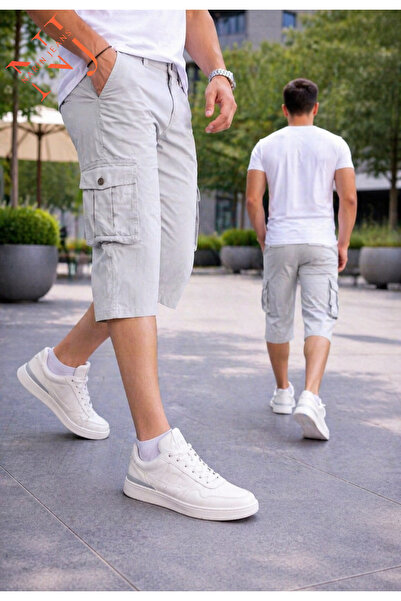 NARİN JEANS Pantaloni scurți bermuda pentru bărbați, lungi, cu buzunare cargo...