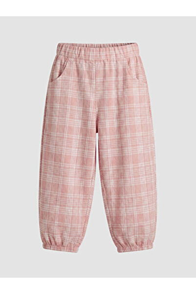 LC Waikiki Rmz Gi̇yi̇m Farkiyla Girls' Checkered Pants with Waist Drawstring