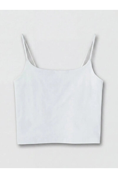 LC Waikiki White Square Neck Rope Strap Women's Crop Tank Top