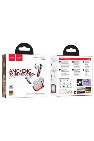 Hoco EQ16 Shine True Wireless ANC+ENC Noise Reduction BT Headset, Red Glaze
