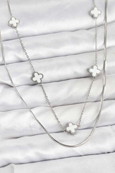 northcity n 316L Steel Chain Silver Color Italian Chain Clover Model Women's ...