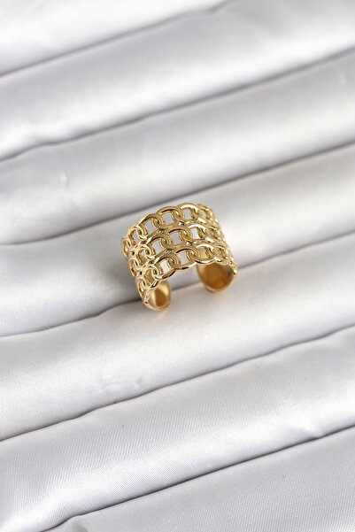 Generic Brand 316L Steel Gold Color Chain Model Women's Ring 5886