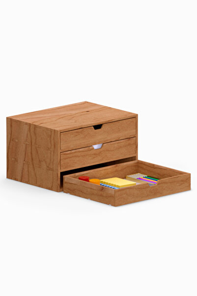 Woodsaka Desna Three-Tier Three-Drawer Cabinet & Monitor Stand - Cherry |   3...