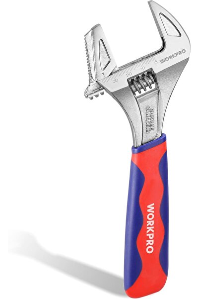 Workpro Wide Mouth Adjustable Wrench and Pipe Wrench 2-in-1, 42mm Extra Large...