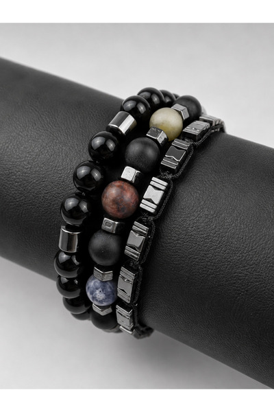 Takıtolia Kyra Multi-Color Natural Stone Elastic Hematite Adjustable Drawstri...