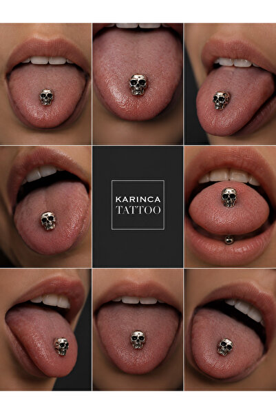 Karınca Piercing Kurukafa Dil Piercing Rock Gothic Tongue