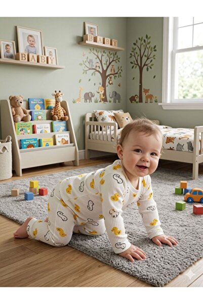 anne dokunuşu gibi KUZUM BEBE %100 Pamuklu Desenli Milano Bebek ve Çocuk Pijama Takımı Not:Bir beden büyük tercih ediniz.