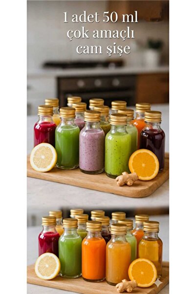 ER&ÇE HOME 1 Adet 50 ML Çok Amaçlı Cam Şişe Kavanoz Sunumluk
