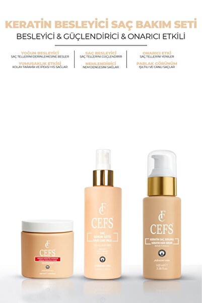 cefs Argan Keratin Onarıcı Saç Bakım Seti - Maske Serum Saç Sütü