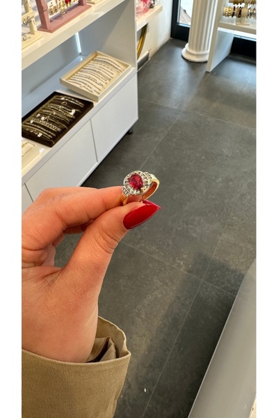 GLARE JEWELRY CO Tasarım Zirkon Taşlı Damla Modeli Yeşil veya Kırmızı Taşlı 1...