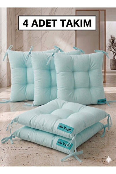 Mirayra Tekstil 4'lü Bahçe, Balkon, Salon Sandalye Minderi, Bağcıklı