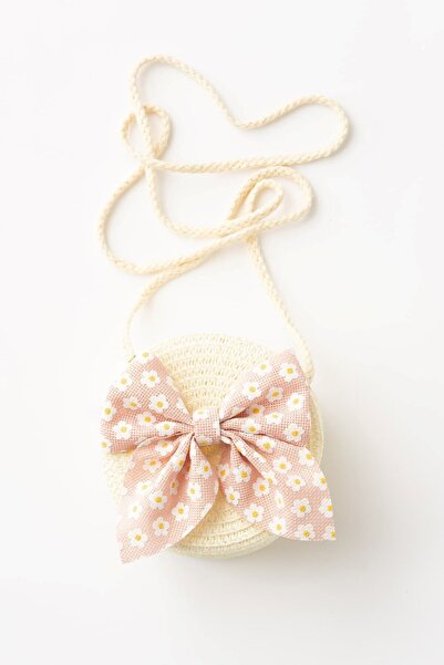 Banamio Daisy Patterned Bowknot Straw Bag for Girls