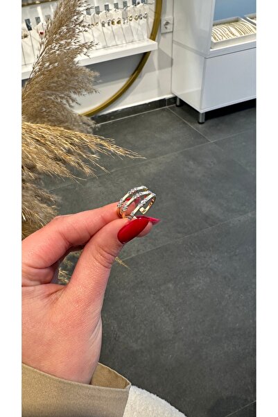 GLARE JEWELRY CO Tasarım Zirkon Taşlı 14k Gold Renginde Parmağa Ayarlanabilir...