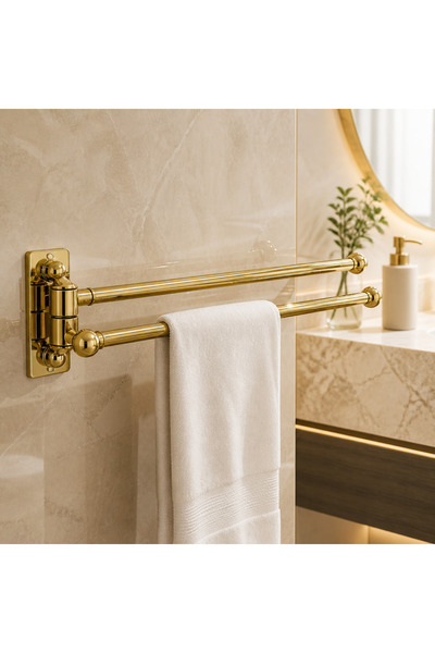 İSAOĞLU YAPI Parlak Gold Havluluk Çiftli Asklılı Havluluk Hareketli Sistem Ba...