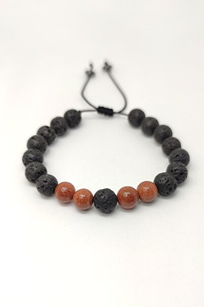 Zodyak Doğal Taş Brown Star Stone Natural Stone Macrame Braided Unisex Adjust...